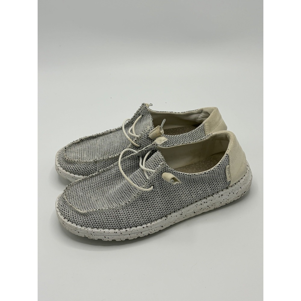 Hey Dude Wendy Shoes Womens Size 9 Gray Sox Stone White Slip On Comfort Casual
